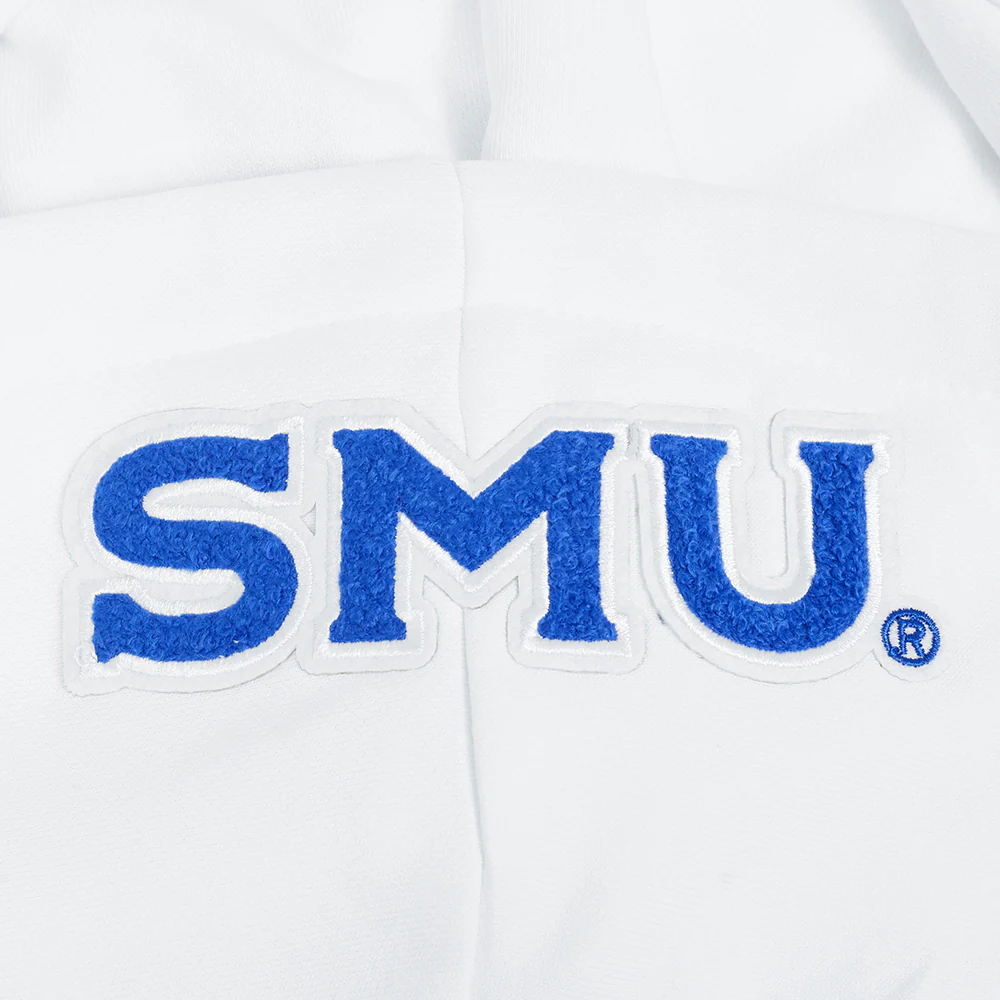 COLLEGE SOUTHERN METHODIST UNIVERSITY CLASSIC WOMEN'S RIB FLC CROPPED PO H (WHITE/BLACK) - Image 6