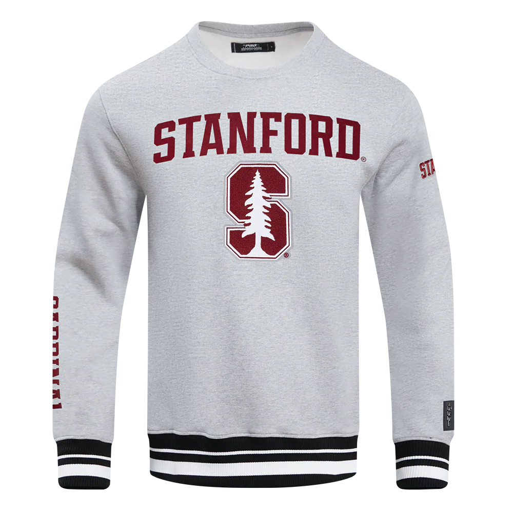 STANFORD UNIVERSITY CLASSIC STACKED LOGO FLEECE CREWNECK (HEATHER GRAY/BLACK)