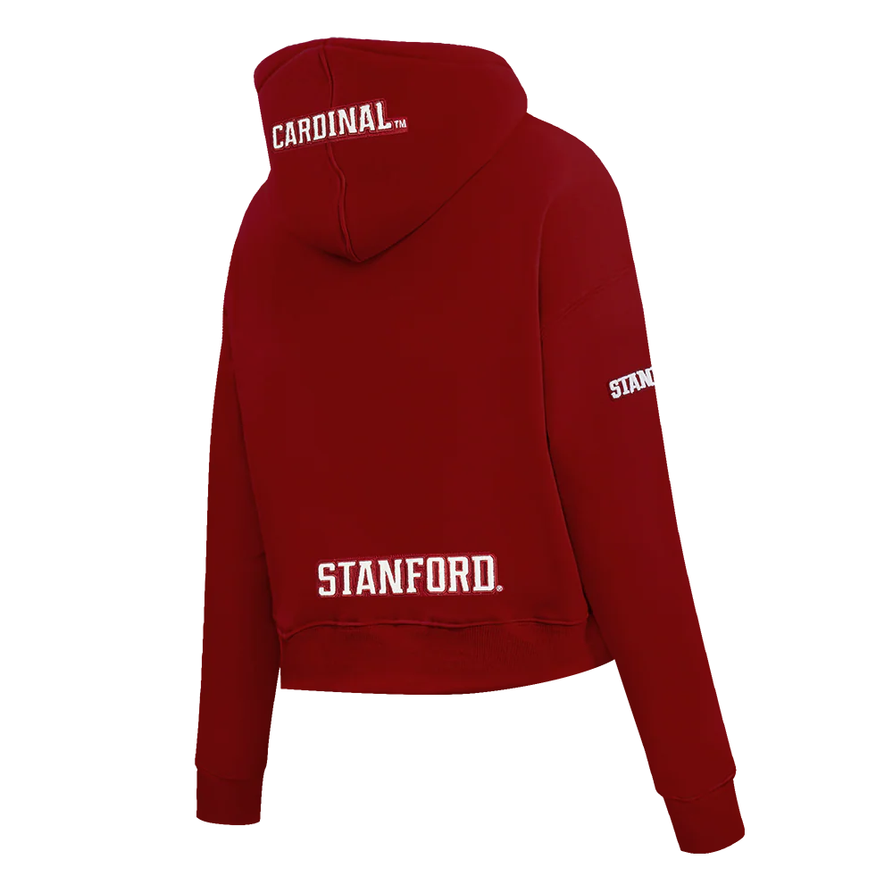 STANFORD UNIVERSITY CLASSIC WOMEN'S FLEECE CROPPED PULLOVER HOODIE (CARDINAL RED) - Image 4