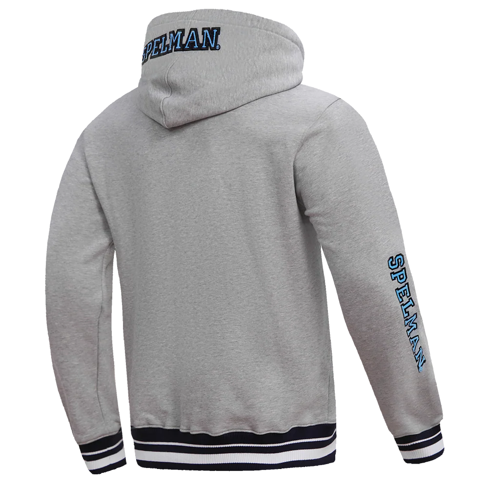 SPELMAN COLLEGE CLASSIC MEN'S STACKED LOGO PO HOODIE (HEATHER GRAY/BLACK) - Image 3