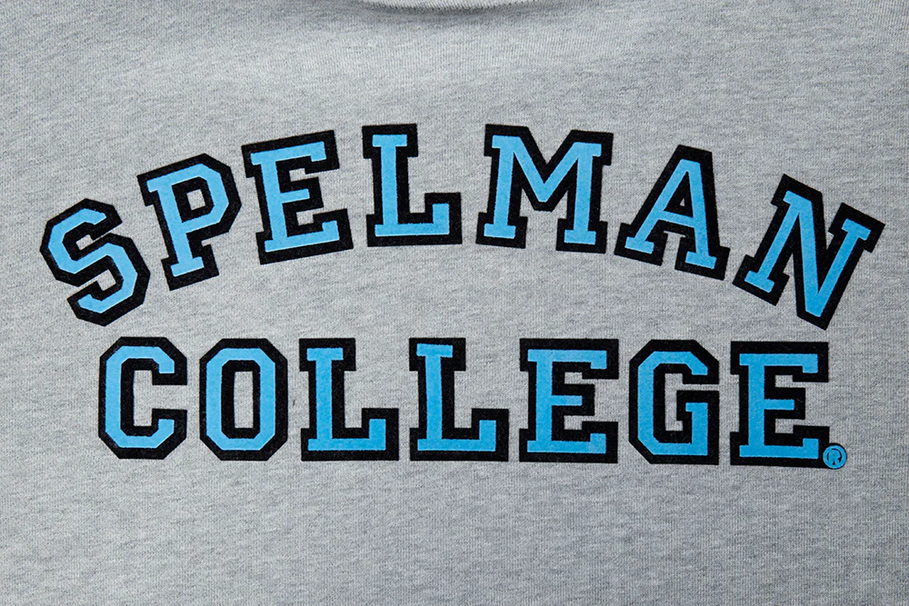 SPELMAN COLLEGE CLASSIC MEN'S STACKED LOGO PO HOODIE (HEATHER GRAY/BLACK) - Image 5