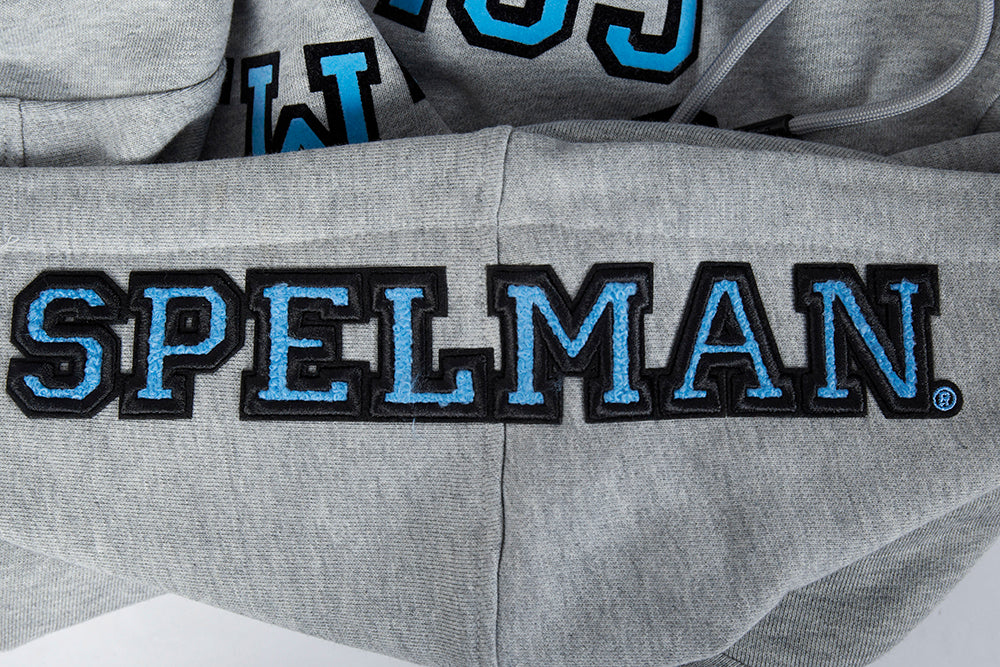 SPELMAN COLLEGE CLASSIC MEN'S STACKED LOGO PO HOODIE (HEATHER GRAY/BLACK) - Image 8