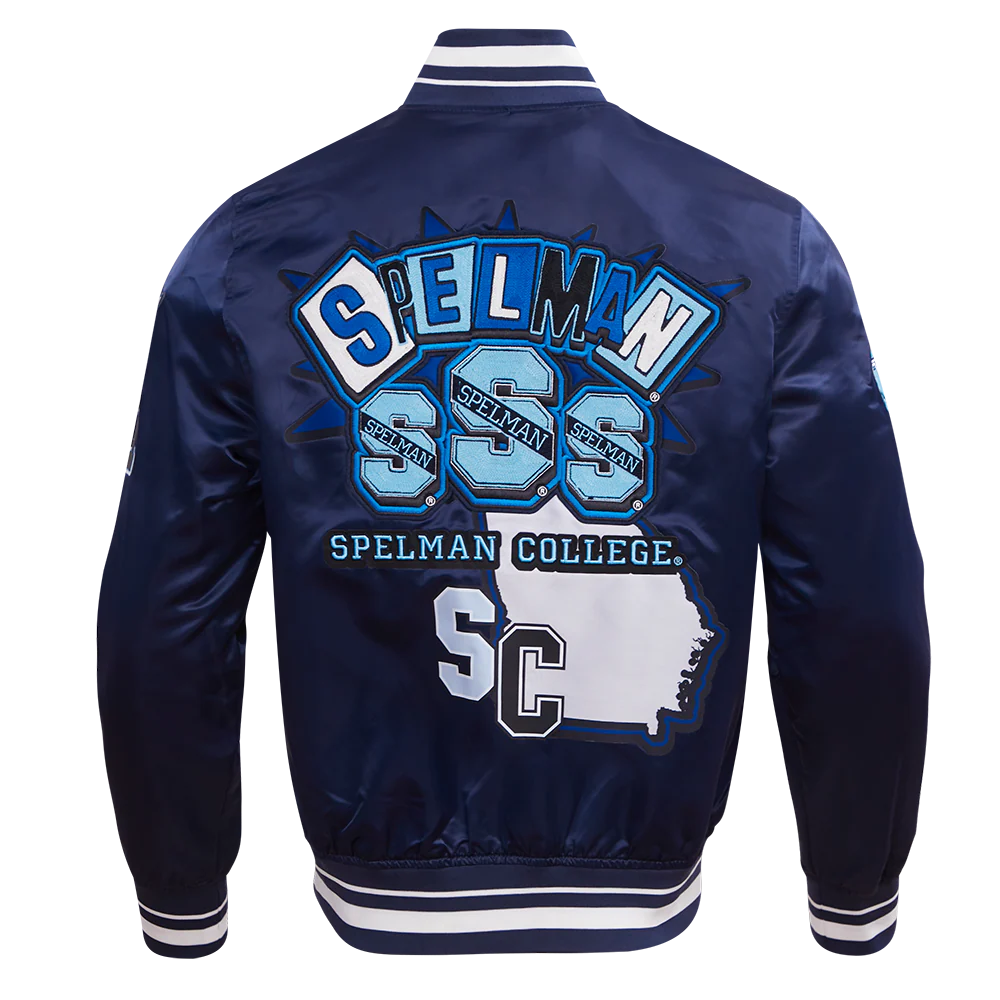 SPELMAN COLLEGE HOMECOMING RIB MEN'S SATIN JACKET (MIDNIGHT NAVY) - Image 4