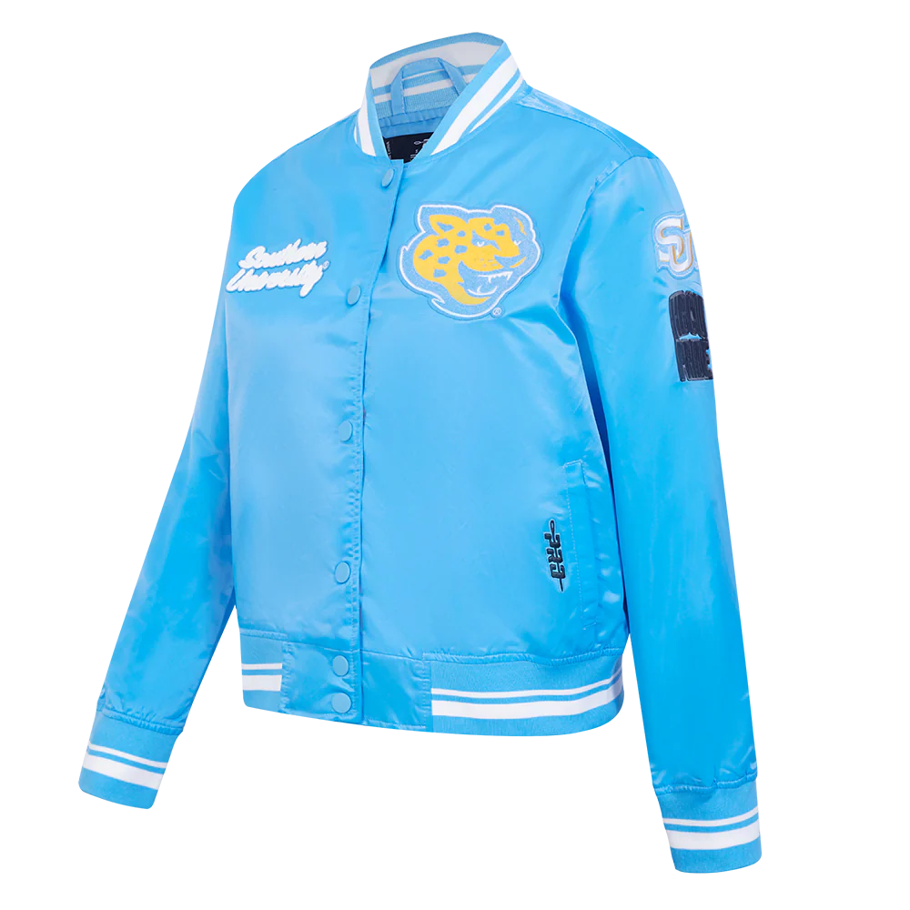 SOUTHERN UNIVERSITY CLASSIC RIB SATIN JACKET (UNIVERSITY BLUE) - Image 2