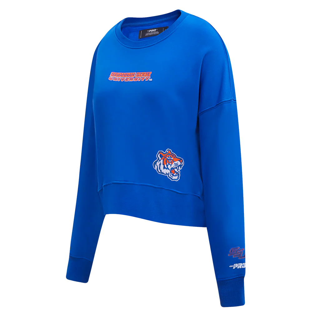COLLEGE SAVANNAH STATE UNIVERSITY WINGSPAN WOMEN'S FLC CREWNECK (ROYAL BLUE) - Image 3