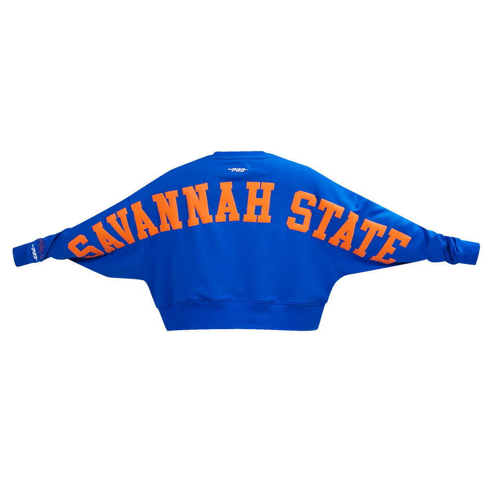COLLEGE SAVANNAH STATE UNIVERSITY WINGSPAN WOMEN'S FLC CREWNECK (ROYAL BLUE) - Image 5