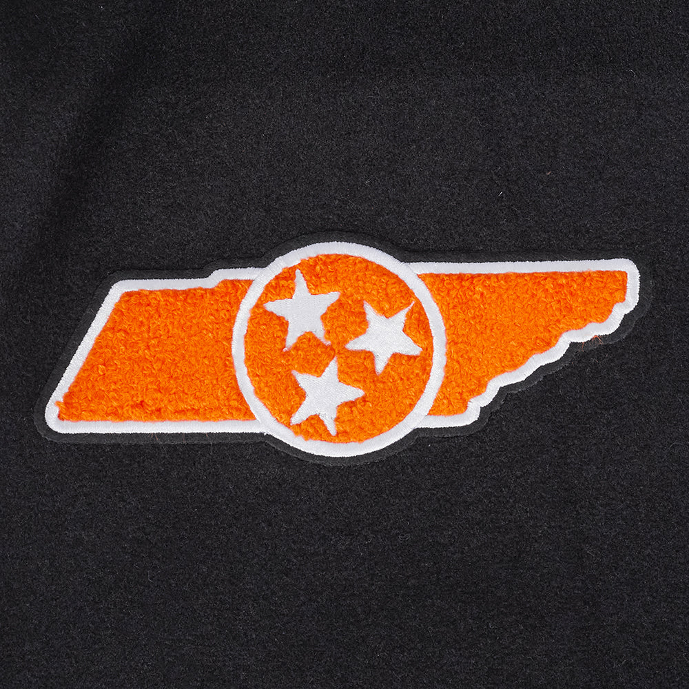 UNIVERSITY OF TENNESSEE CLASSIC MEN'S RIB WOOL VARSITY JACKET (BLACK/WHITE) - Image 7