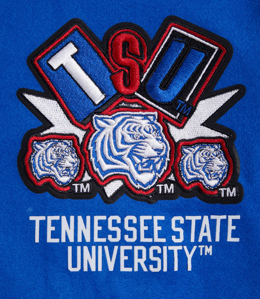 TENNESSEE STATE UNIVERSITY HOMECOMING RIB WOOL VARSITY JACKE (ROYAL BLUE/RED) - Image 7