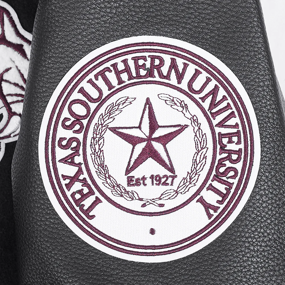 TEXAS SOUTHERN UNIVERSITY CLASSIC RIB WOOL VARSITY JACKET (BLACK) - Image 8