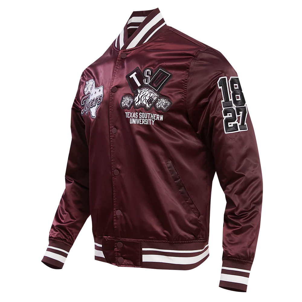 TEXAS SOUTHERN UNIVERSITY HOMECOMING RIB MEN'S SATIN JACKET (WINE) - Image 4