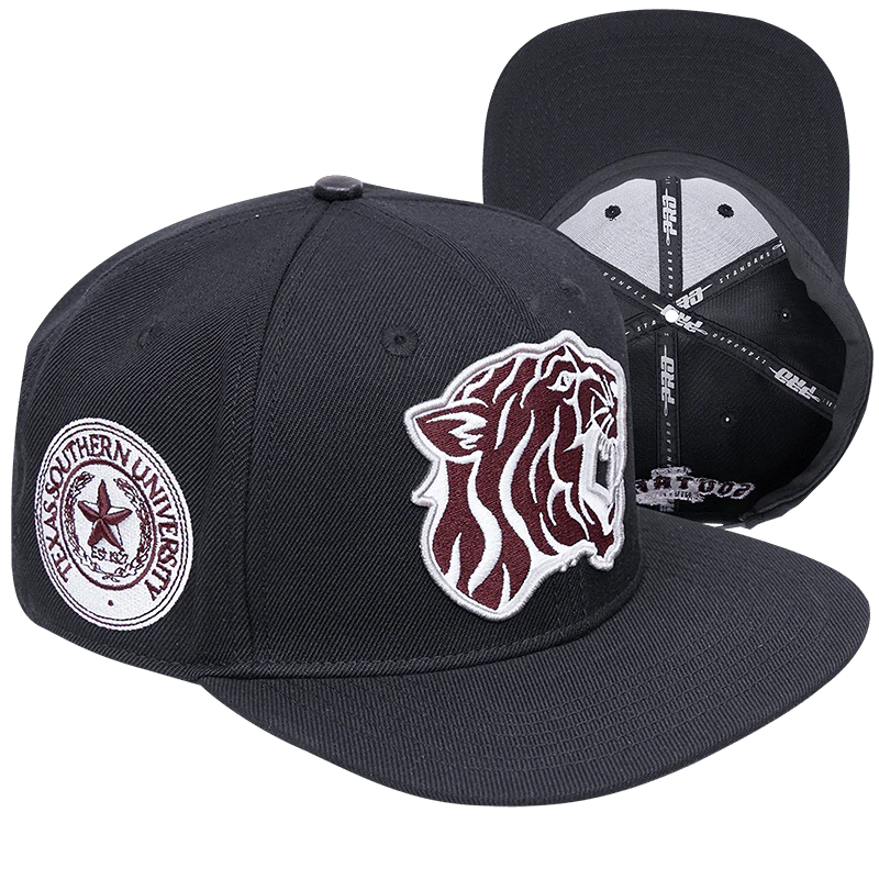 TEXAS SOUTHERN UNIVERSITY CLASSIC UNISEX LOGO WOOL SNAPBACK HAT (BLACK) - Image 6