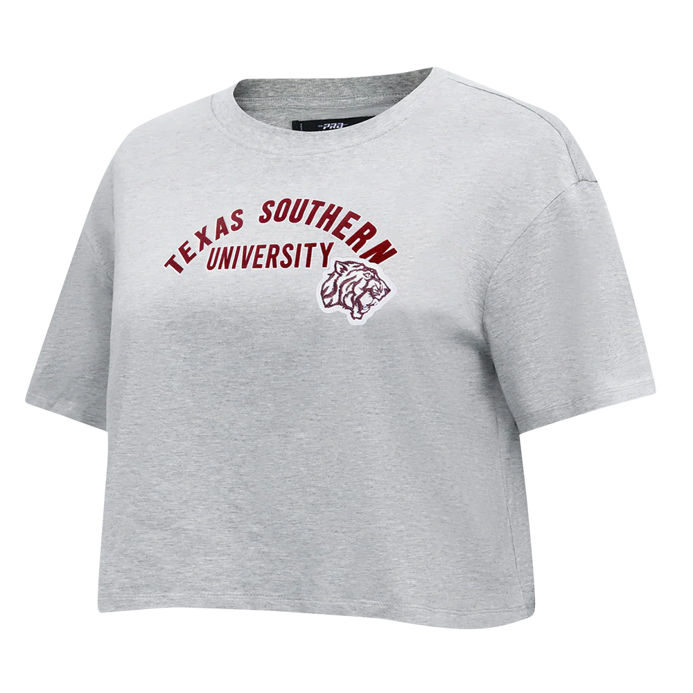 TEXAS SOUTHERN UNIVERSITY CLASSIC SINGLE JERSEY BOXY TEE (HEATHER GREY) - Image 2