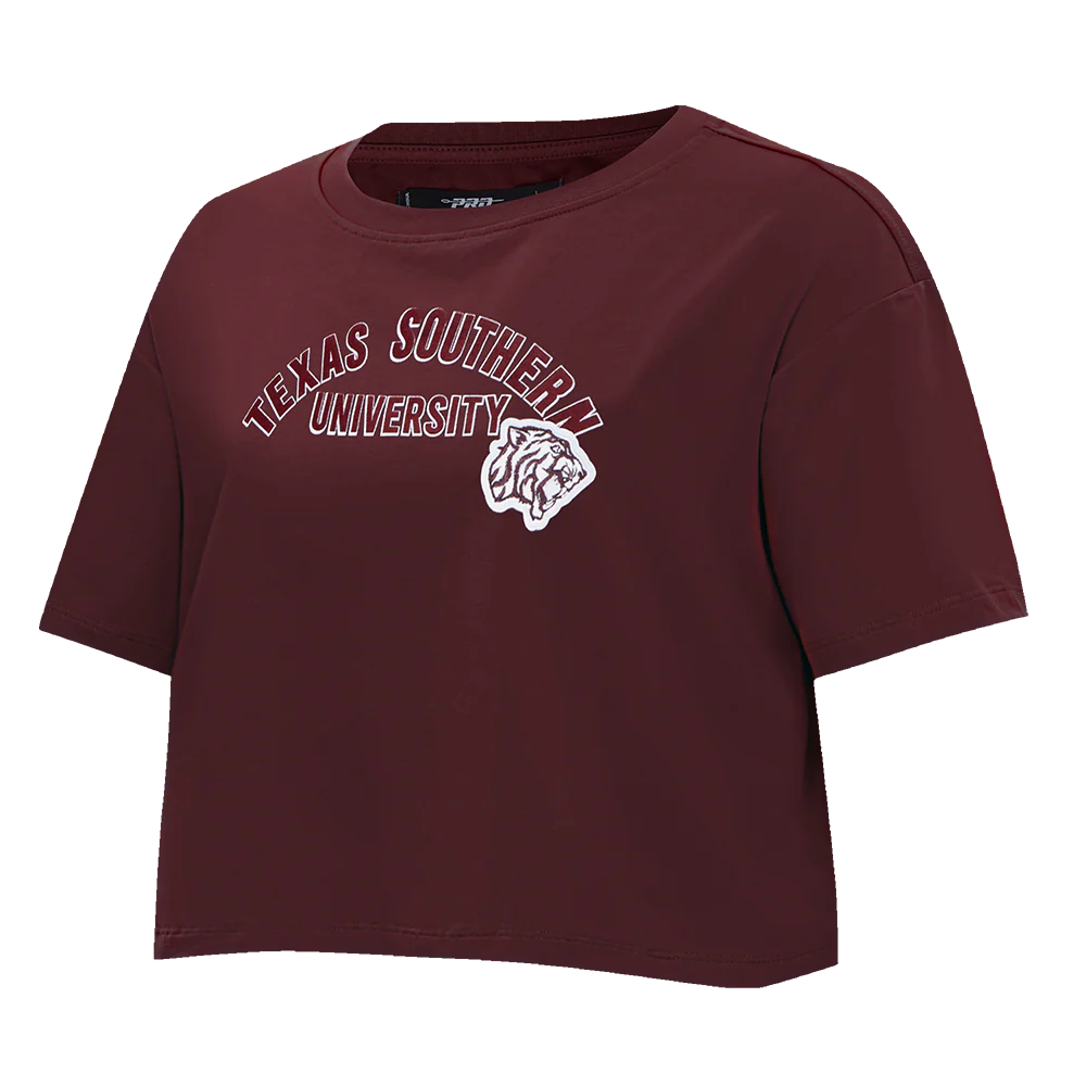 TEXAS SOUTHERN UNIVERSITY CLASSIC SINGLE JERSEY BOXY TEE (WINE) - Image 2