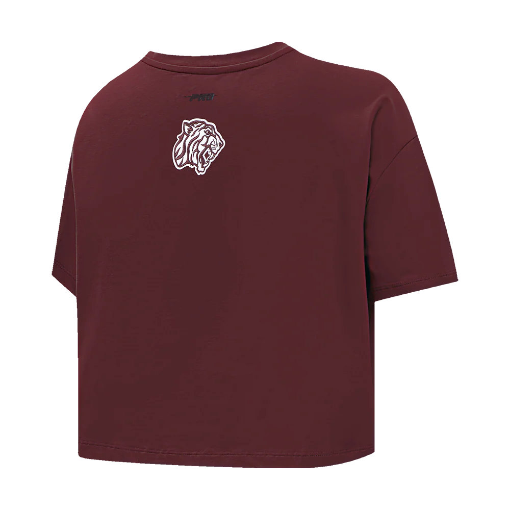 TEXAS SOUTHERN UNIVERSITY CLASSIC SINGLE JERSEY BOXY TEE (WINE) - Image 4
