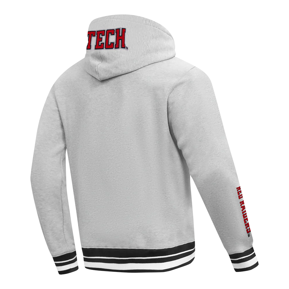 TEXAS TECH UNIVERSITY CLASSIC STACKED LOGO FLEECE PULLOVER HOODIE (HEATHER GRAY/BLACK) - Image 4