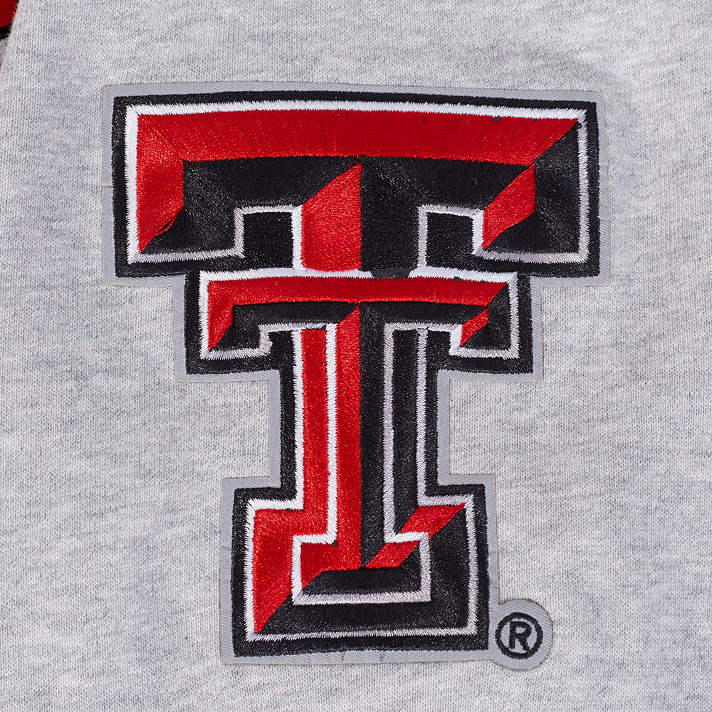 TEXAS TECH UNIVERSITY CLASSIC STACKED LOGO FLEECE PULLOVER HOODIE (HEATHER GRAY/BLACK) - Image 6