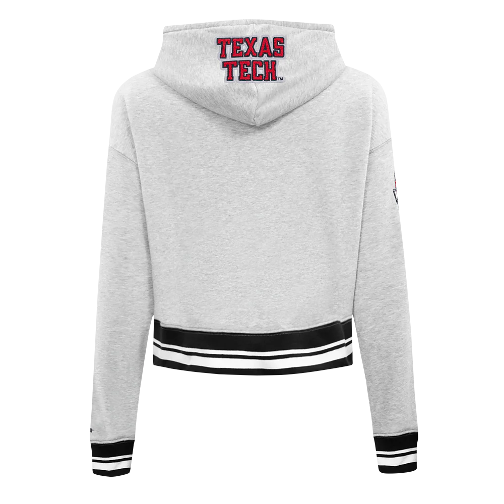 COLLEGE TEXAS TECH UNIVERSITY CLASSIC WOMEN'S RIB FLC PO HOODIE (HEATHER GRAY/BLACK) - Image 3