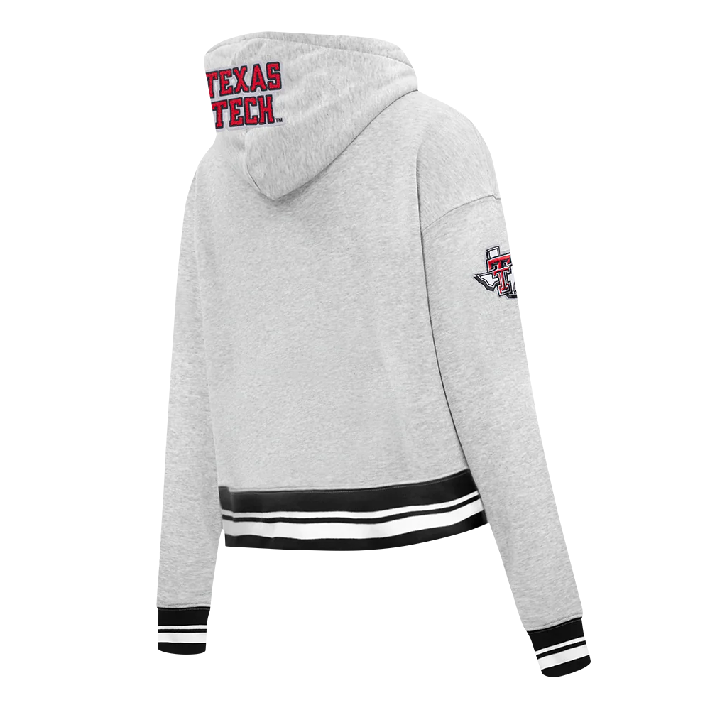COLLEGE TEXAS TECH UNIVERSITY CLASSIC WOMEN'S RIB FLC PO HOODIE (HEATHER GRAY/BLACK) - Image 4
