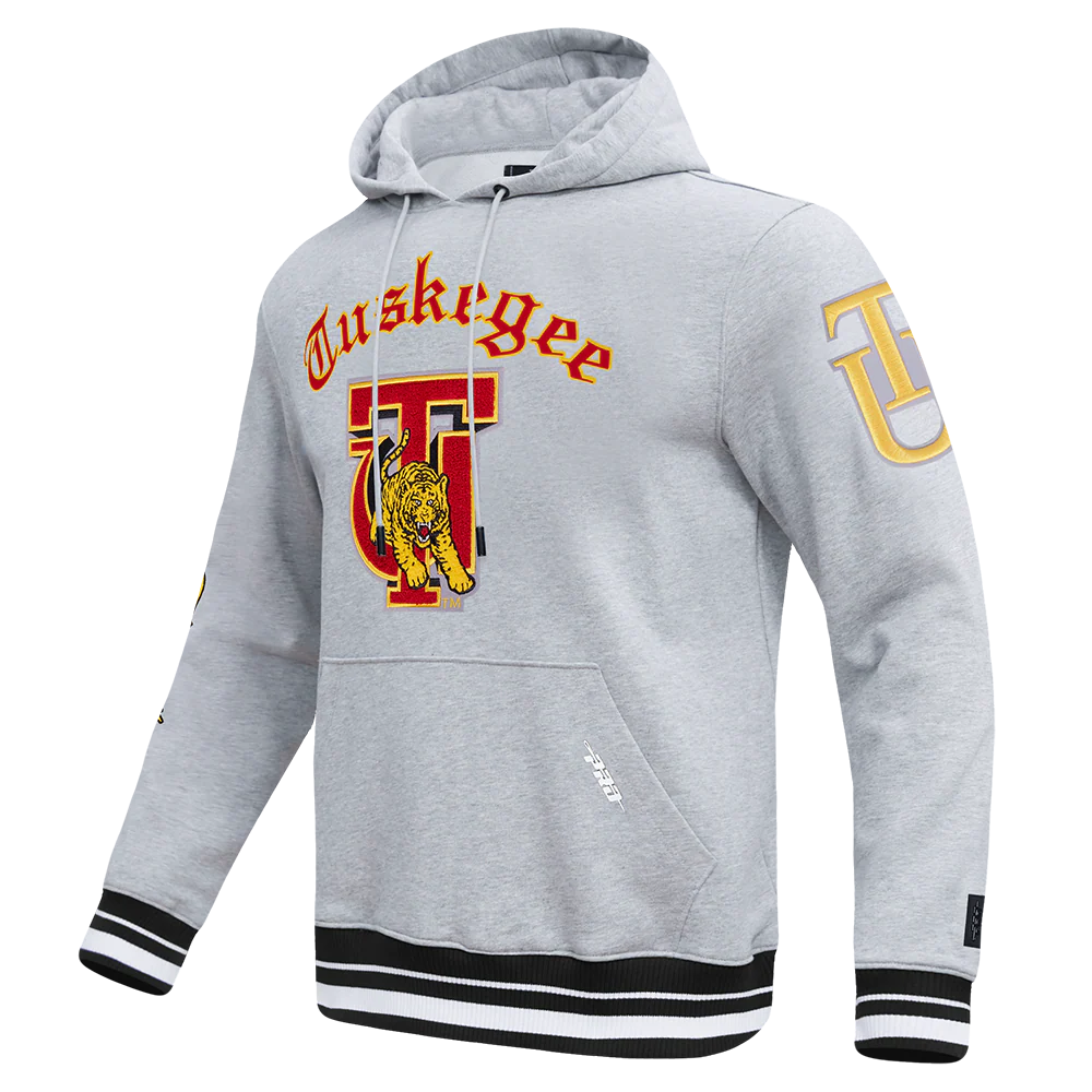TUSKEGEE UNIVERSITY CLASSIC MEN'S PULLOVER HOODIE (HEATHER GRAY/BLACK) - Image 2