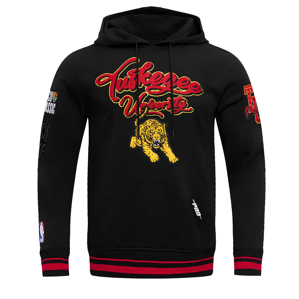 TUSKEGEE UNIVERSITY HBCU X NBA ALL STAR 2025 MEN'S RIB FLEECE PULLOVER HOODIE (BLACK/RED/BLACK)