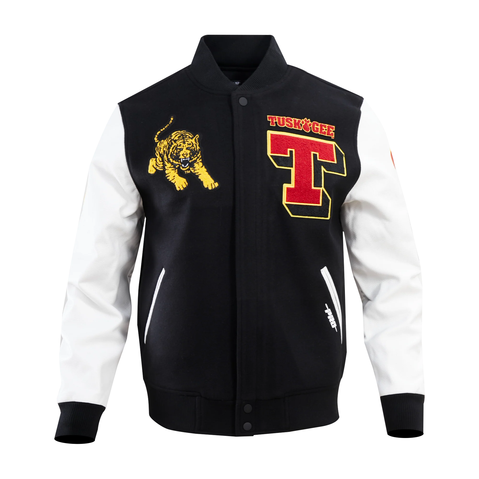 TUSKEGEE UNIVERSITY CLASSIC WOOL MEN'S VARSITY JACKET (BLACK/WHITE) - Image 5