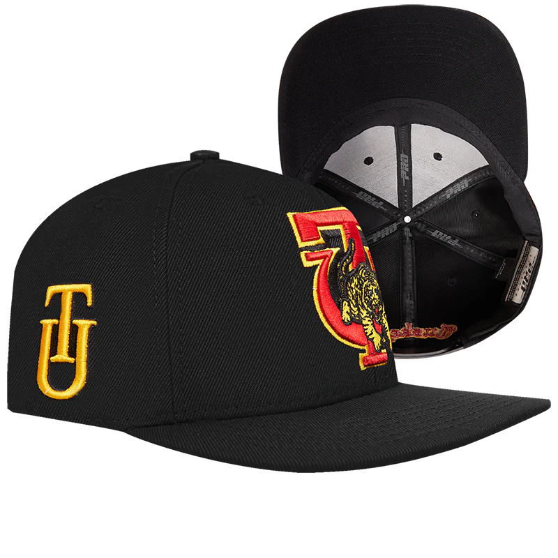 TUSKEGEE UNIVERSITY CLASSIC UNISEX PRIMARY LOGO WOOL SNAPBACK HAT (BLACK) - Image 8
