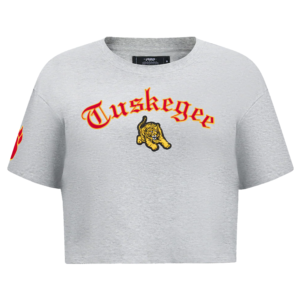 TUSKEGEE UNIVERSITY CLASSIC WOMEN'S SINGLE JERSEY BOXY TEE (HEATHER GREY)