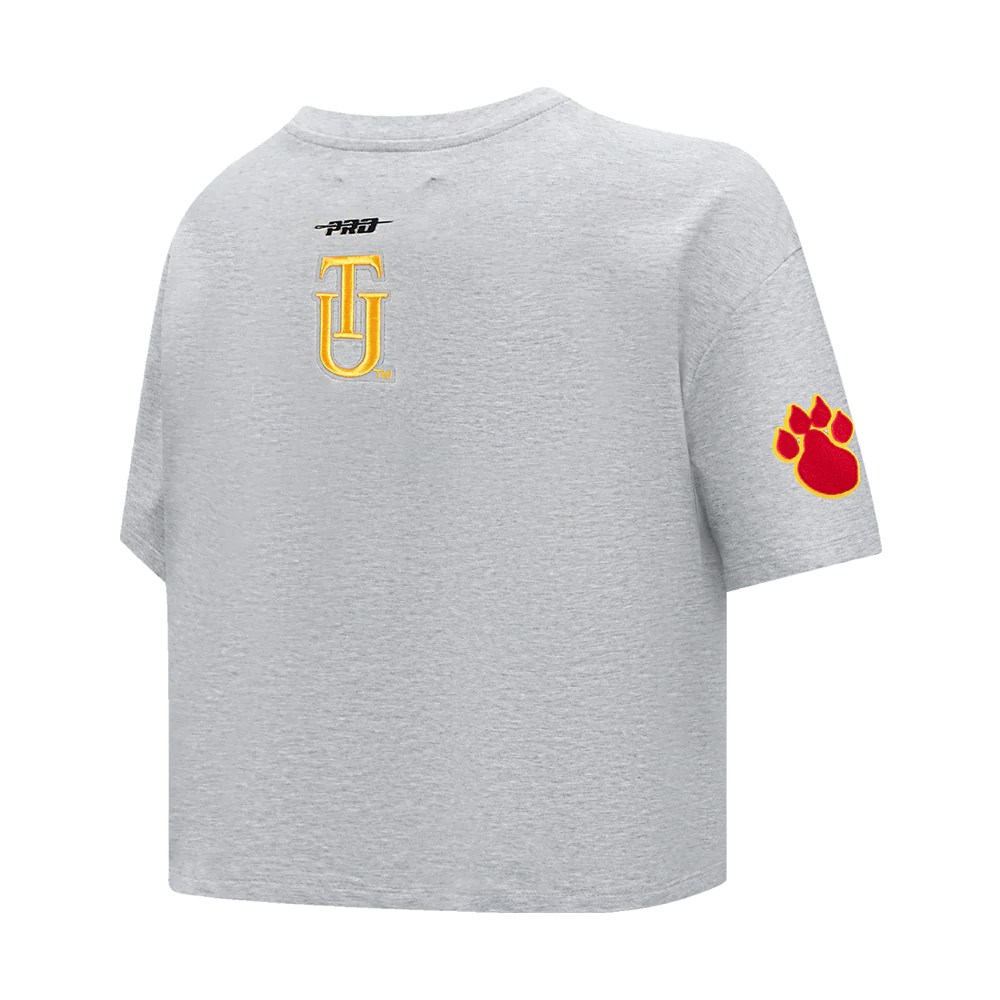 TUSKEGEE UNIVERSITY CLASSIC WOMEN'S SINGLE JERSEY BOXY TEE (HEATHER GREY) - Image 4