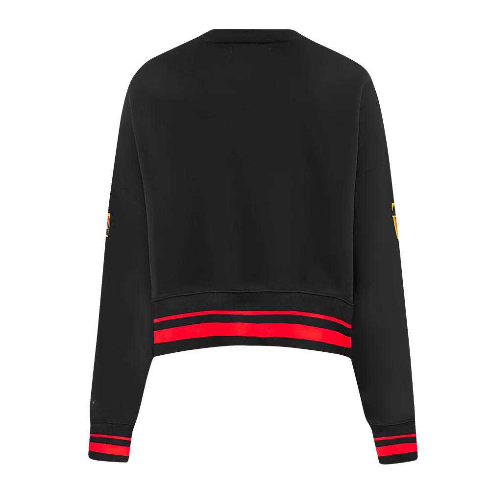 TUSKEGEE UNIVERSITY CLASSIC WOMEN'S RIB FLEECE CREWNECK (BLACK/RED/BLACK) - Image 4