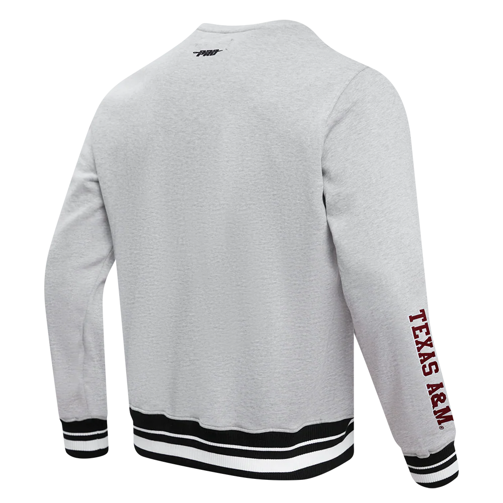 TEXAS A&M UNIVERSITY CLASSIC MEN'S STACKED LOGO CREWNECK (HEATHER GRAY/BLACK) - Image 4