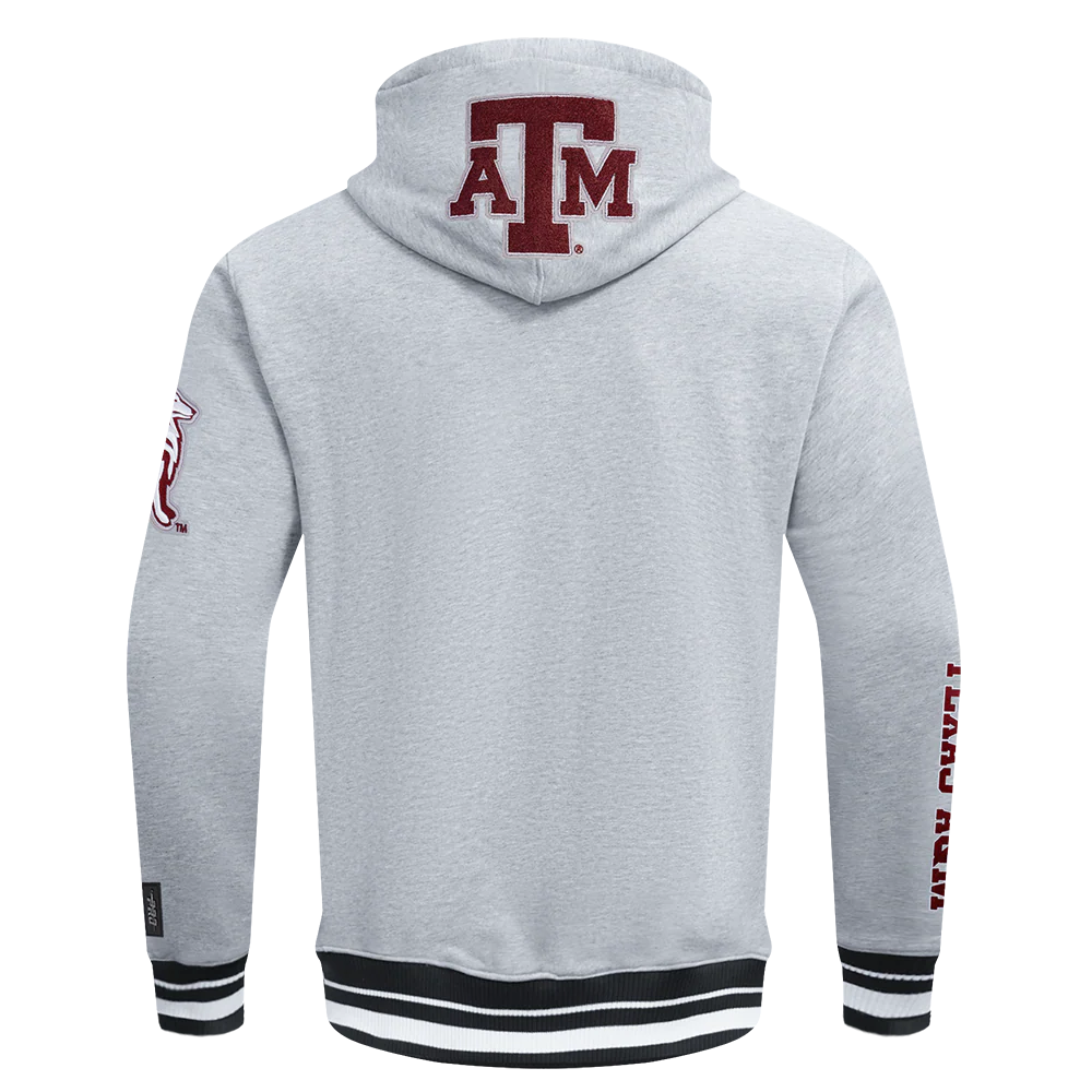 TEXAS A&M UNIVERSITY CLASSIC MEN'S STACKED LOGO PULLOVER HOODIE (HEATHER GRAY/BLACK) - Image 3