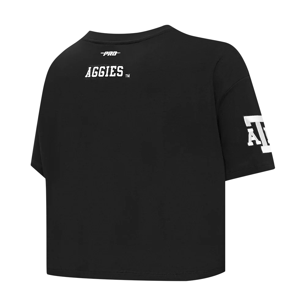 COLLEGE TEXAS A&M UNIVERSITY CLASSIC WOMEN'S SJ BOXY TEE (BLACK) - Image 4