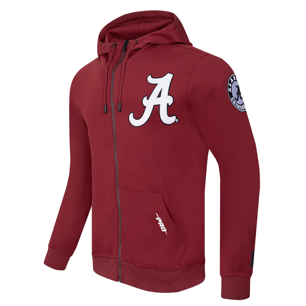UNIVERSITY OF ALABAMA CLASSIC MEN'S FULL ZIP PULLOVER HOODIE (CARDINAL RED) - Image 2