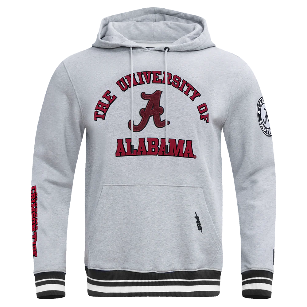 UNIVERSITY OF ALABAMA CLASSIC MEN'S PULLOVER HOODIE (HEATHER GRAY/BLACK)