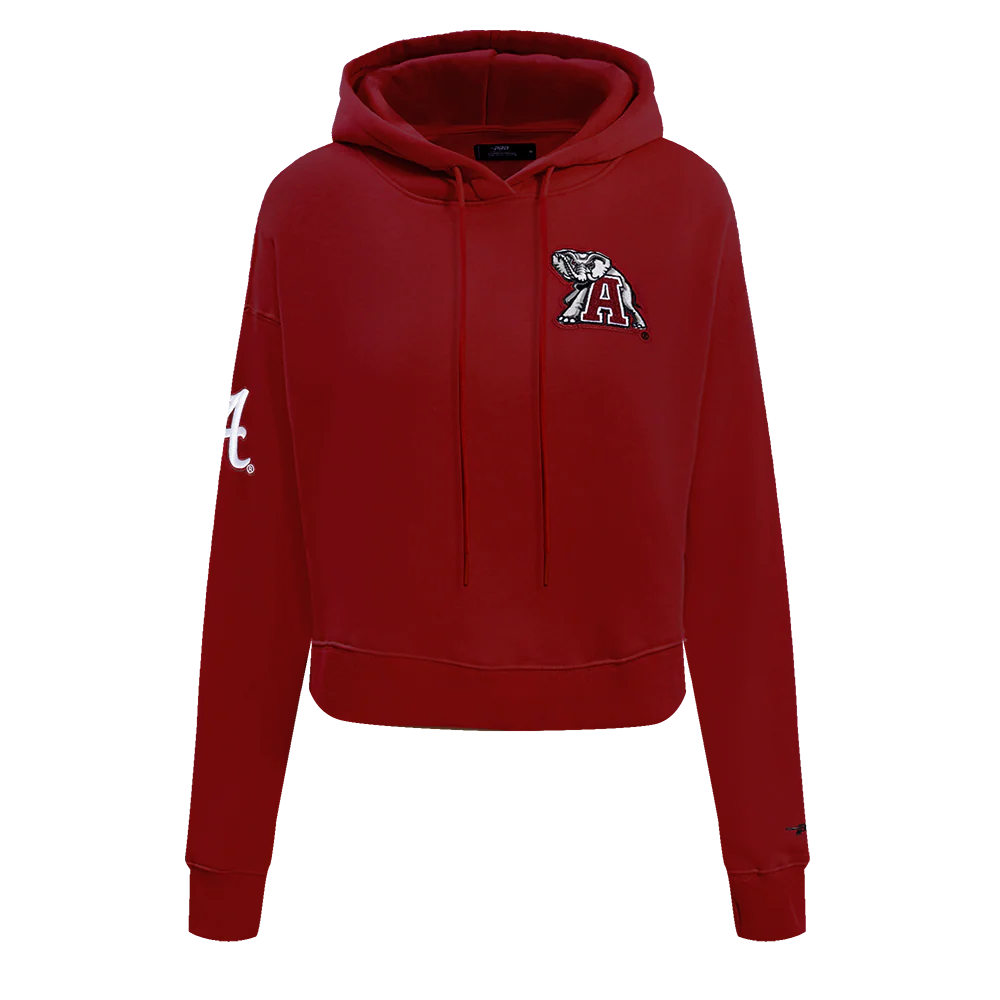 UNIVERSITY OF ALABAMA CLASSIC WOMEN'S FLEECE CROPPED PULLOVER HOODIE (CARDINAL RED)