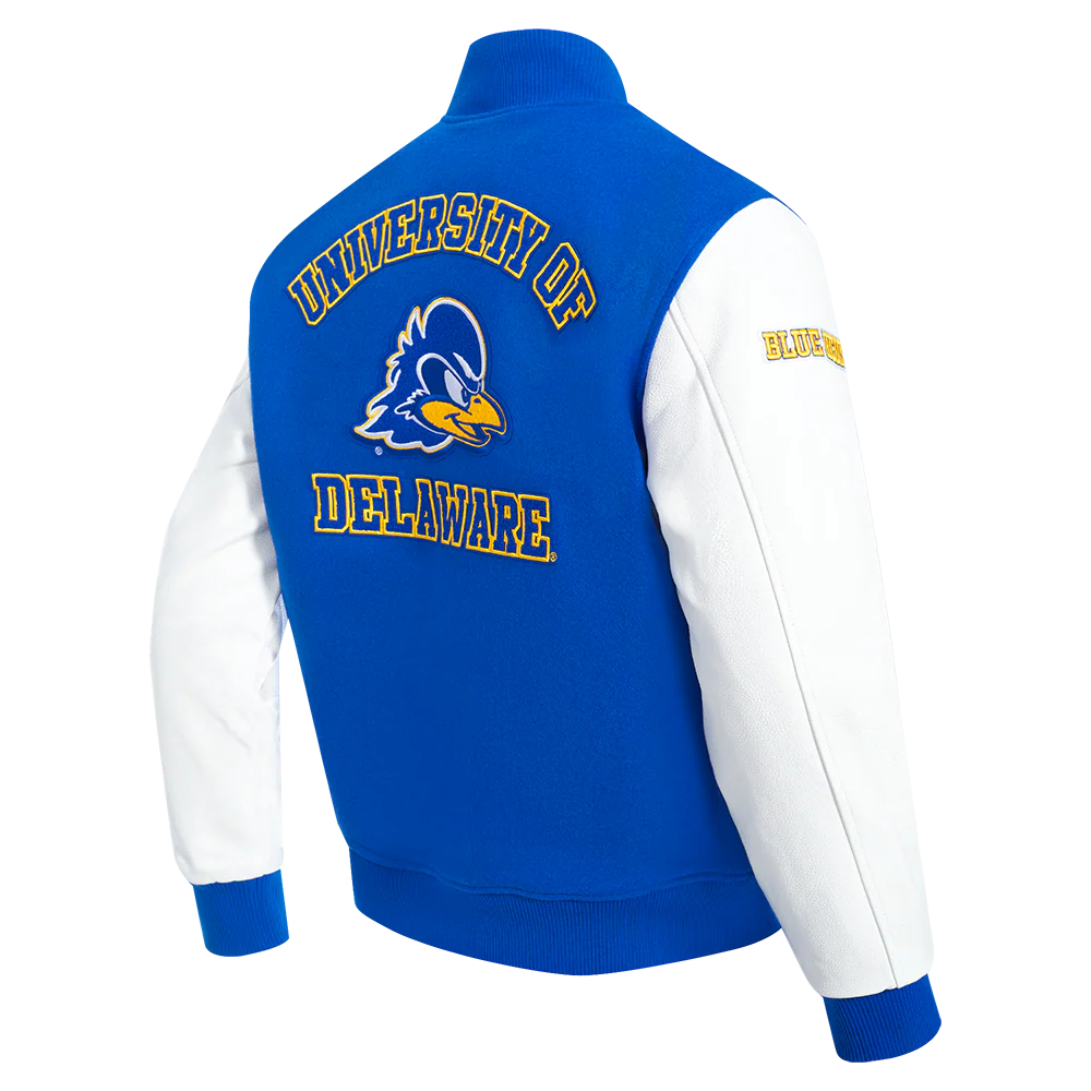 UNIVERSITY OF DELAWARE CLASSIC WOOL VARSITY JACKET (ROYAL BLUE/WHITE) - Image 4