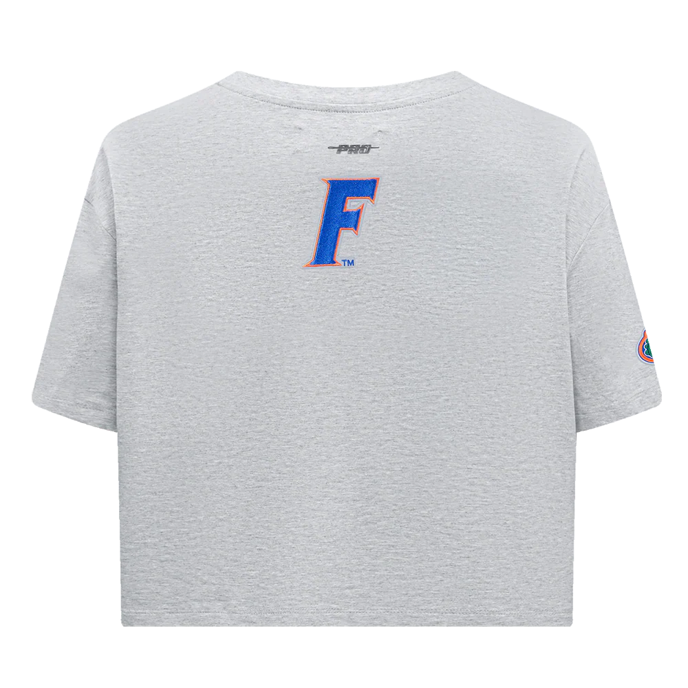 UNIVERSITY OF FLORIDA CLASSIC WOMEN'S SINGLE JERSEY BOXY TEE (HEATHER GREY) - Image 3
