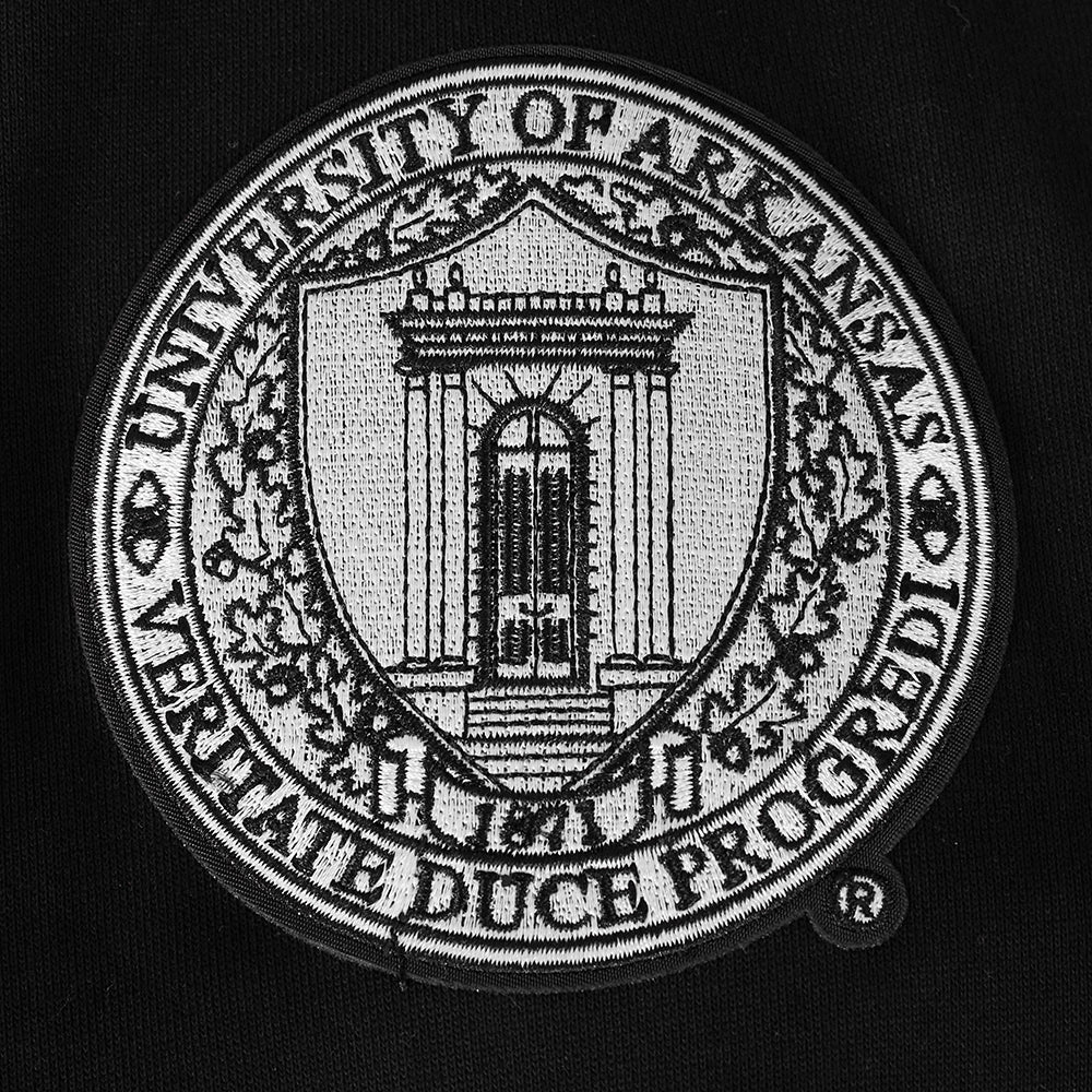 UNIVERSITY OF ARKANSAS CLASSIC MEN'S STACKED LOGO CREWNECK (BLACK) - Image 7