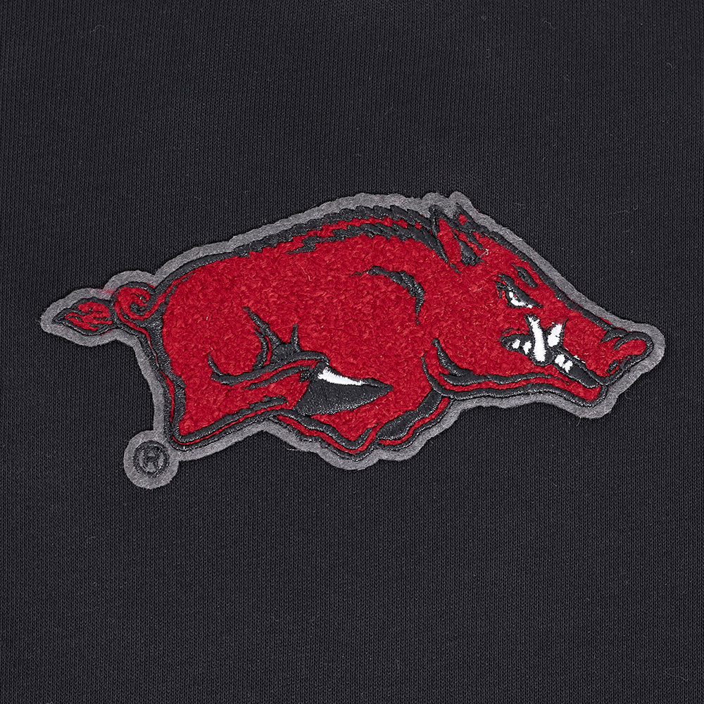 UNIVERSITY OF ARKANSAS FAYETTEVILLE CLASSIC WOMEN'S RIB FLEECE CREWNECK (BLACK) - Image 5