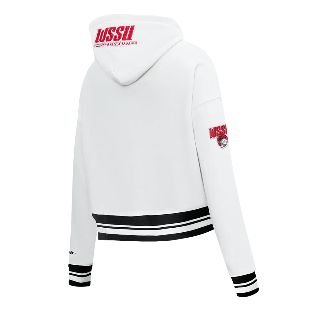 COLLEGE WINSTON-SALEM STATE UNIVERSITY CLASSIC WOMEN'S RIB FLC CROPPED PO HO (WHITE/BLACK) - Image 4