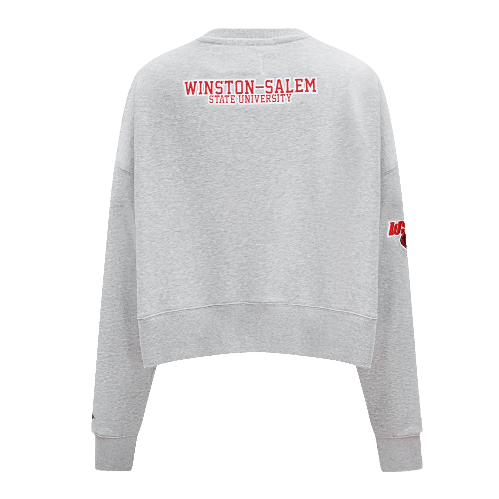WINSTON-SALEM STATE UNIVERSITY CLASSIC WOMEN'S FLEECE CREWNECK (HEATHER GREY) - Image 3