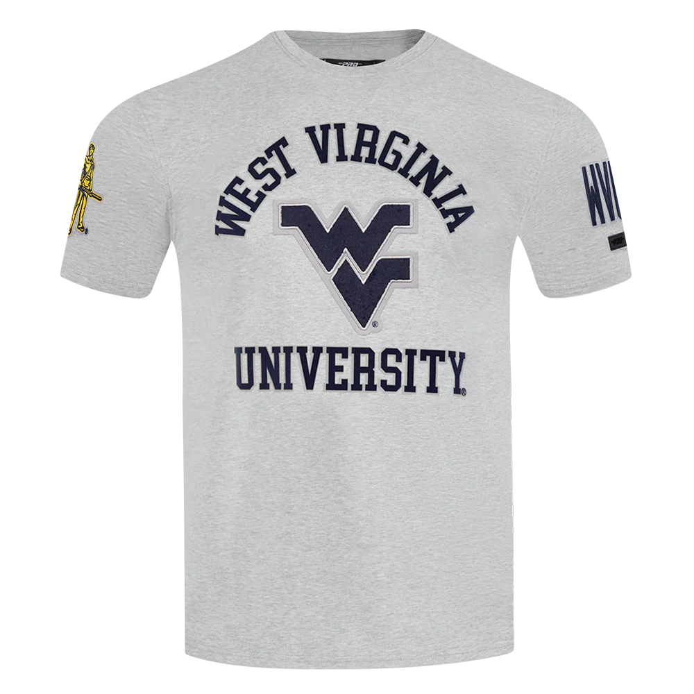 WEST VIRGINIA UNIVERSITY CLASSIC MEN'S STACKED LOGO TEE (HEATHER GREY)