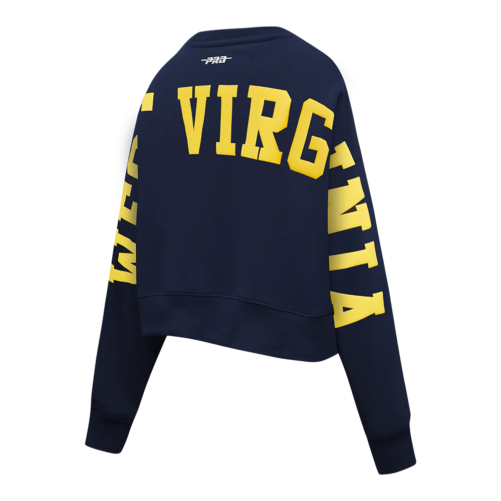 COLLEGE WEST VIRGINIA UNIVERSITY WINGSPAN WOMEN'S FLC CREWNECK (MIDNIGHT NAVY) - Image 4