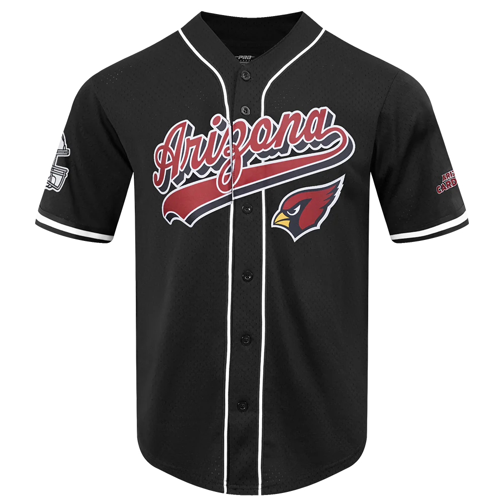 NFL ARIZONA CARDINALS SCRIPT TAIL MEN'S MESH BUTTON DOWN SHIRT (BLACK) - Image 3