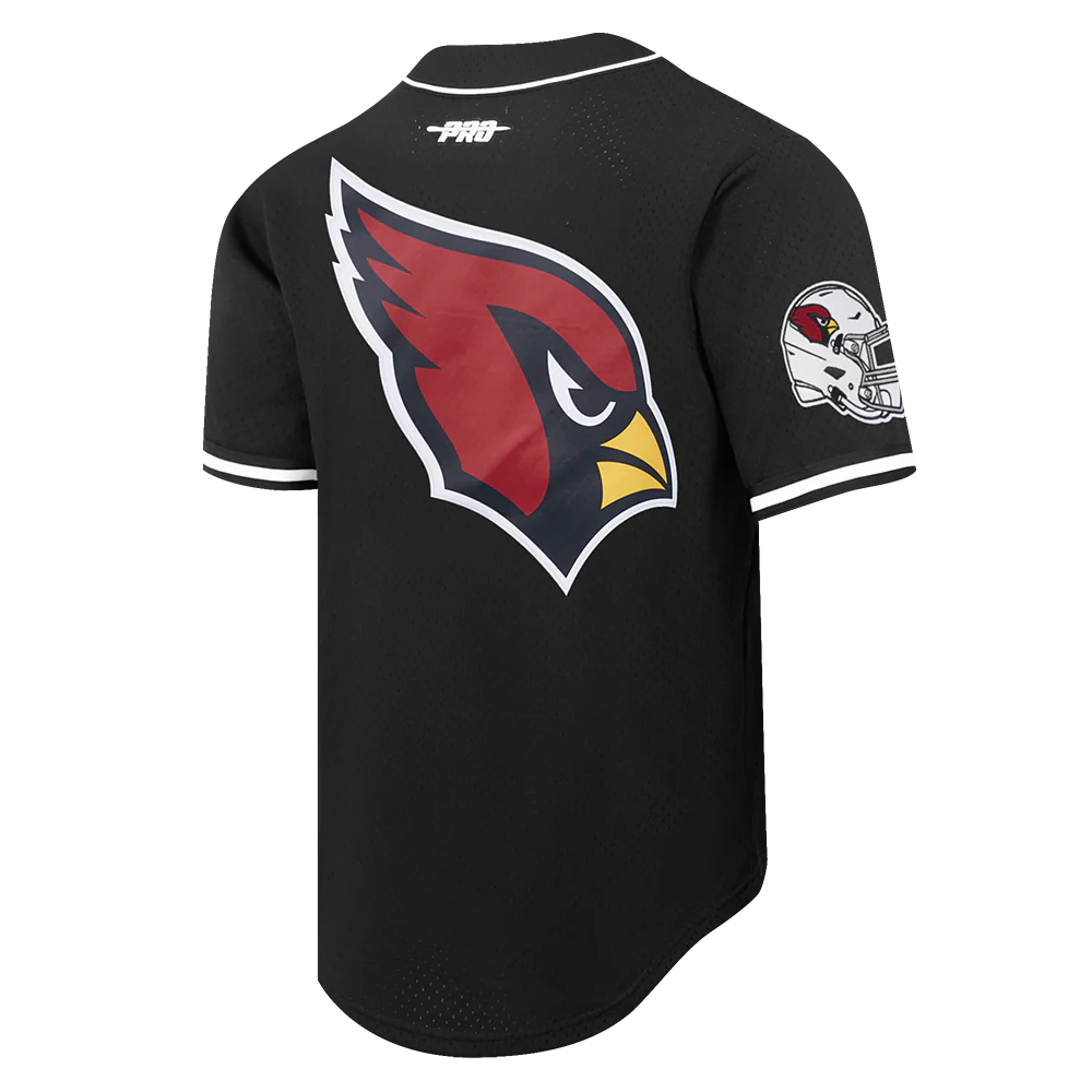 NFL ARIZONA CARDINALS SCRIPT TAIL MEN'S MESH BUTTON DOWN SHIRT (BLACK) - Image 6
