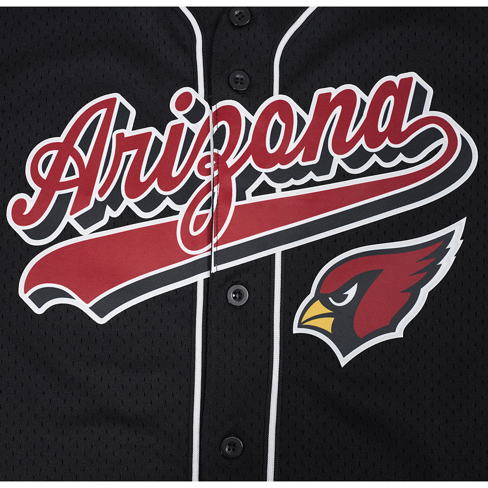 NFL ARIZONA CARDINALS SCRIPT TAIL MEN'S MESH BUTTON DOWN SHIRT (BLACK) - Image 8