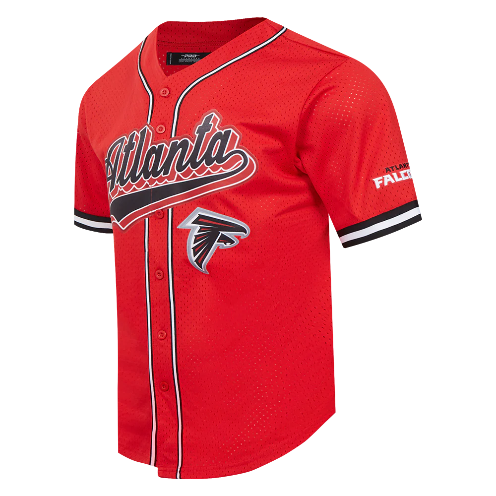 NFL ATLANTA FALCONS SCRIPT TAIL MEN'S MESH BUTTON DOWN SHIRT (RED/BLACK) - Image 4