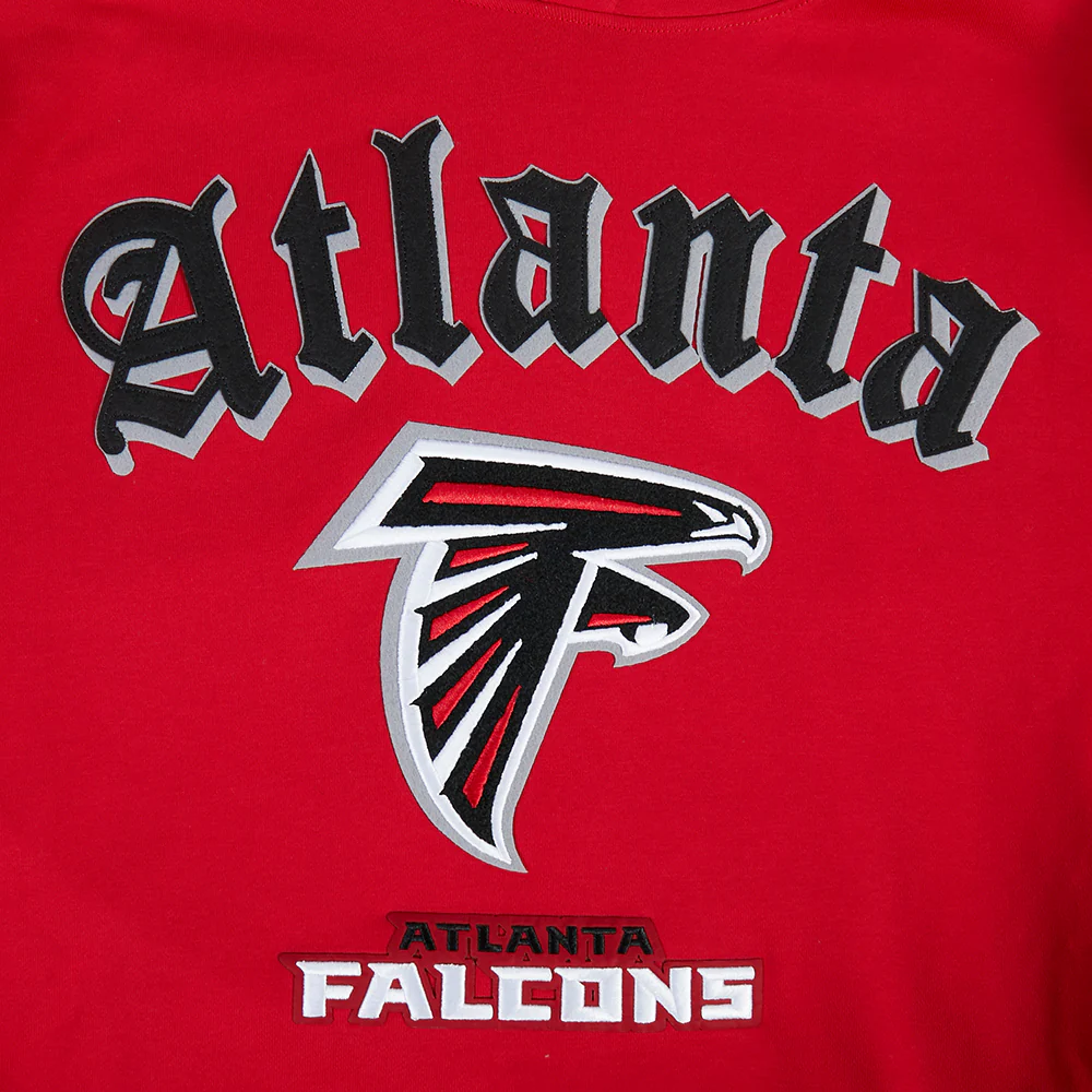 NFL ATLANTA FALCONS OLD ENGLISH MEN'S PO HOODIE (RED) - Image 7