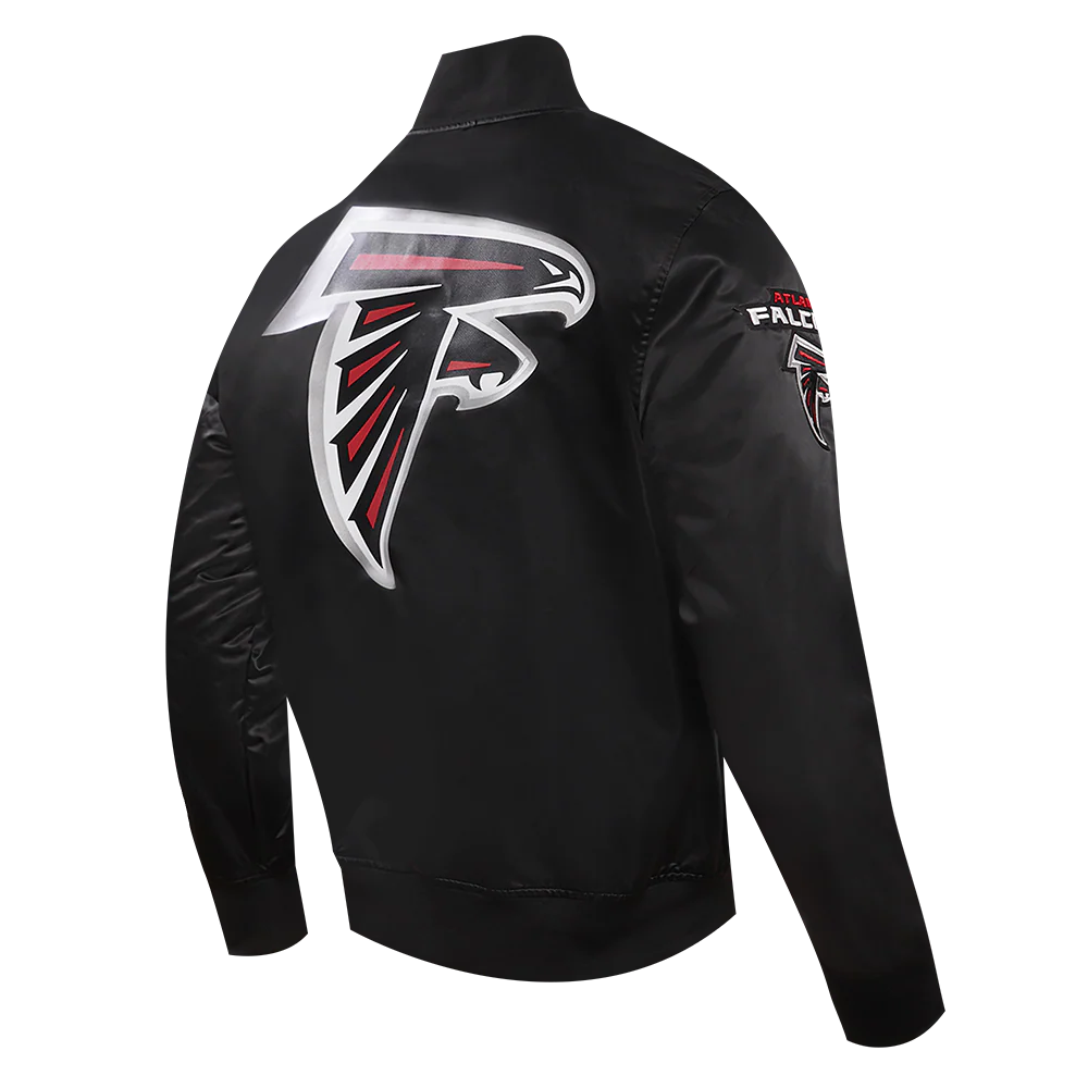 NFL ATLANTA FALCONS BIG LOGO MEN'S SATIN JACKET (BLACK) - Image 3