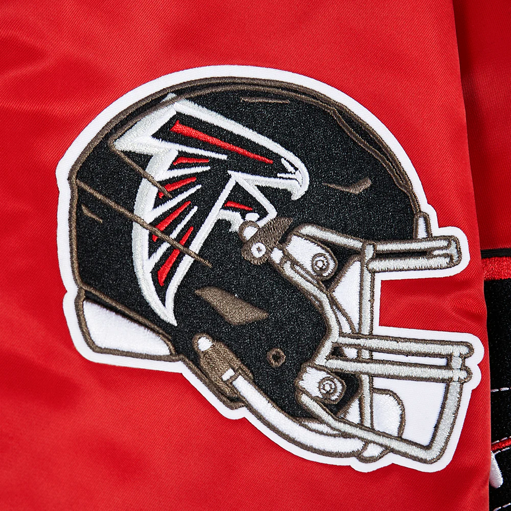 NFL ATLANTA FALCONS OLD ENGLISH MEN'S RIB SATIN JACKET (RED/BLACK) - Image 5